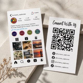 Modern Social Media Photographer QR Code Business Card