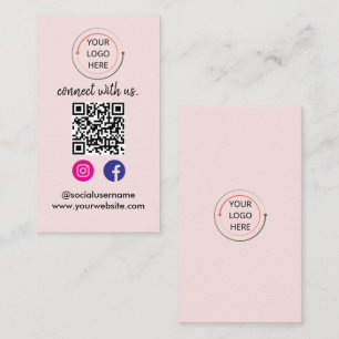 Modern Social Media QR Code Minimalist Portrait Business Card