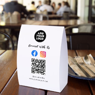 Modern Social Media QR Code Paper Tabletop Sign