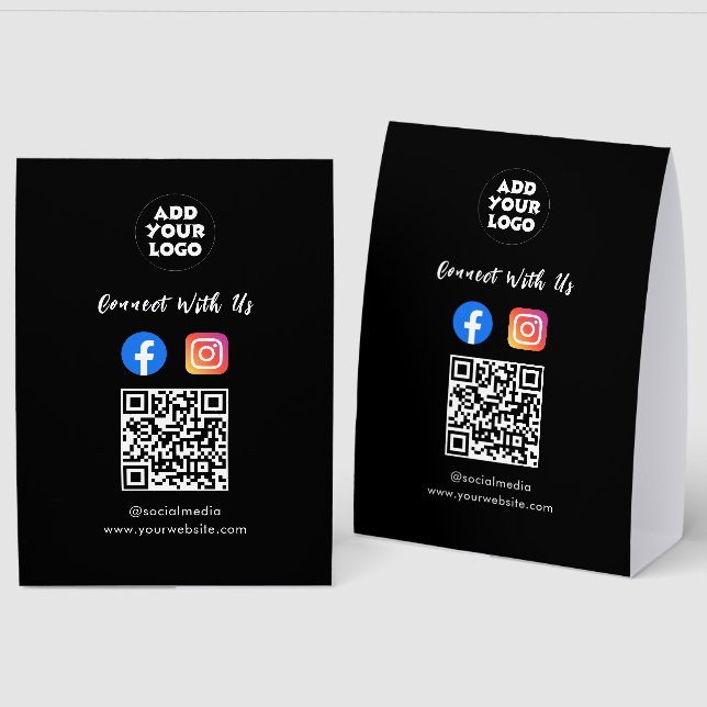 Modern Social Media QR Code |  Paper Tabletop Sign (Front/Back)