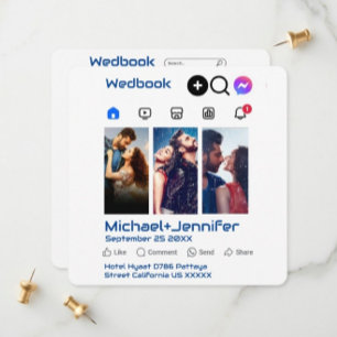 Modern Social Media-Themed Photo QR Code Wedding Save The Date