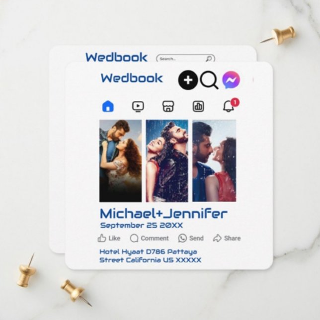Modern Social Media-Themed Photo QR Code Wedding Save The Date (Creator Uploaded)
