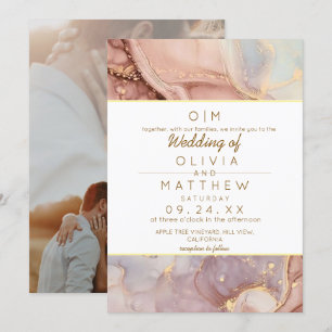 Modern Soft Agate Neutral Photo Wedding   Invitation