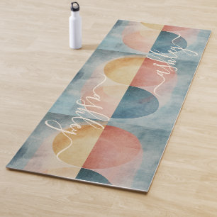 Modern Soft Beach Colours Abstract Monogram Yoga Mat