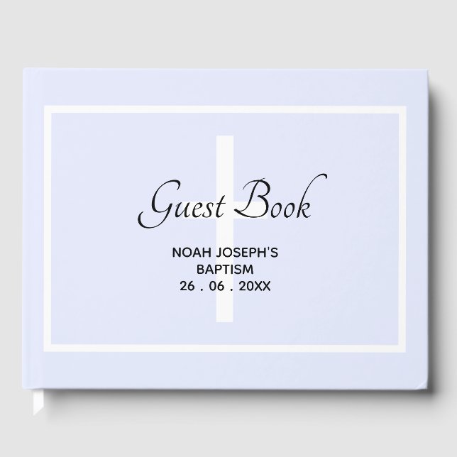Modern Soft Blue BAPTISM GUEST BOOK (Front)