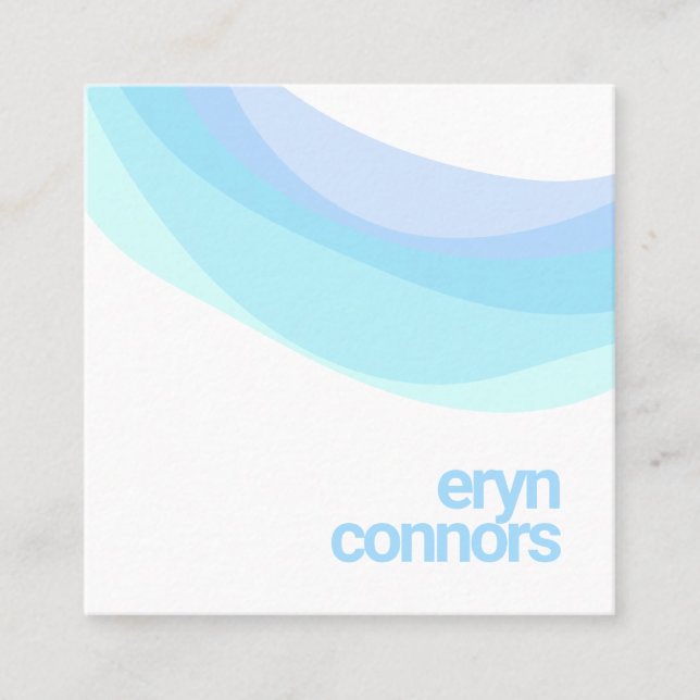 Modern Soft Blue Turquoise Waves Square Business Card (Front)