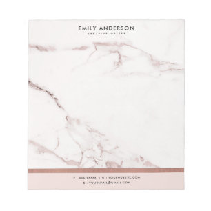 MODERN SOFT BLUSH PINK ROSE GOLD MARBLE TEXTURE NOTEPAD
