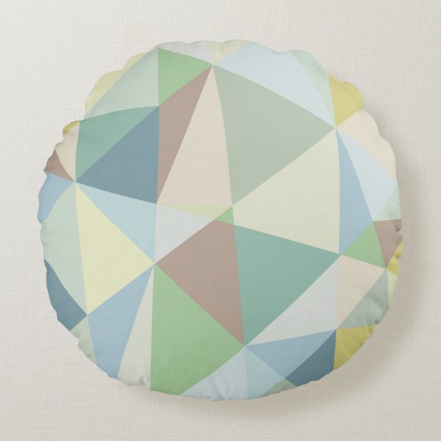 Modern Soft Colours Geometric Pattern Round Cushion (Front)