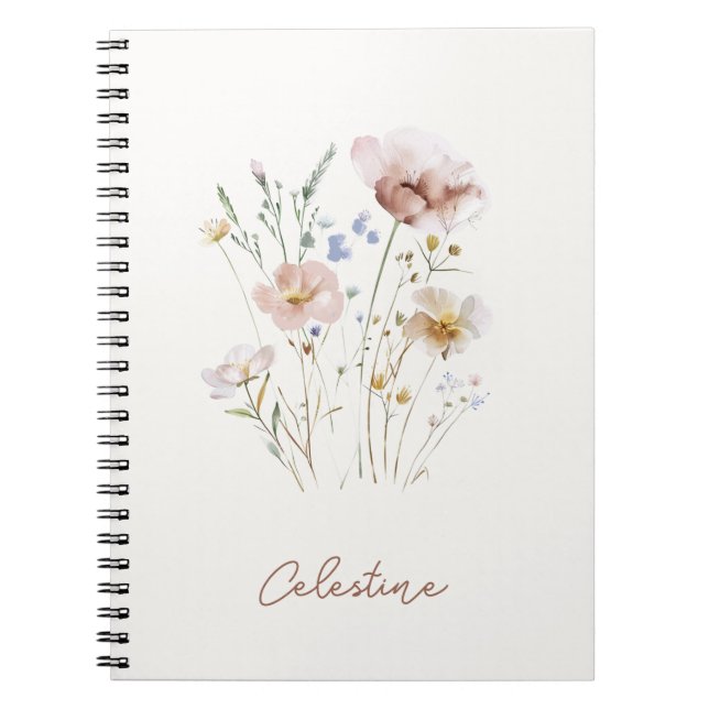 Modern Soft Floral Personalised Notebook (Front)