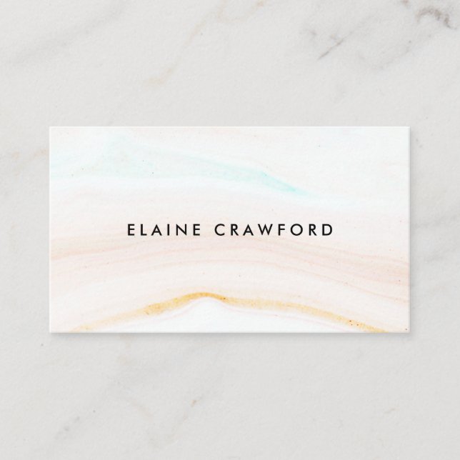 Modern soft pastel baby blue marble agate pattern business card (Front)