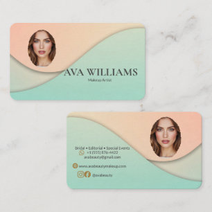 Modern Soft Pastel Makeup Artist Bridal  Business Card