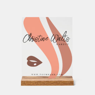 Modern Soft Peach and Earthy Makeup Artist QR Acrylic Sign
