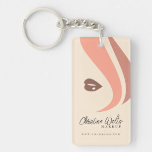 Modern Soft Peach and Earthy Makeup Artist QR Key Ring