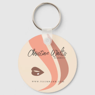 Modern Soft Peach and Earthy Makeup Artist Simple Key Ring