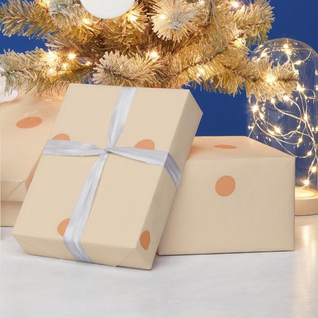 Modern Soft Peach Polka Dots Pastel Pattern Wrapping Paper (Holidays)