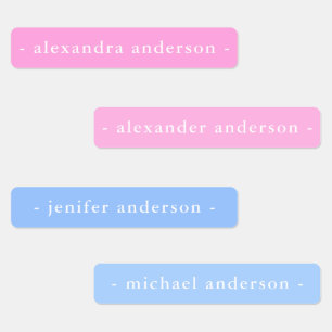 Modern Soft Pink and Blue Waterproof Name