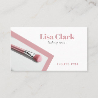 Modern Soft Pink Brush Beauty Makeup Artist Business Card
