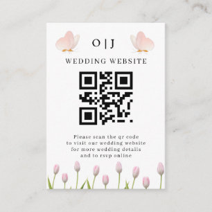 Modern soft pink floral & butterfly Summer Weddin Enclosure Card