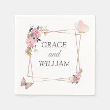 Modern soft pink floral & butterfly Summer Wedding