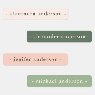 Modern Soft Pink Sage Green Waterproof Name