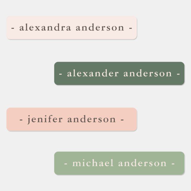 Modern Soft Pink Sage Green Waterproof Name (Group)