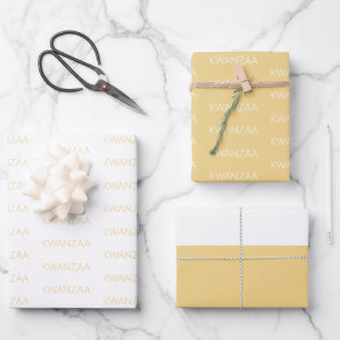 Modern soft yellow and white Kwanzaa Wrapping Paper Sheet