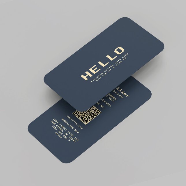 Modern Software Developer Coder Dark Blue Gold Business Card (Modern Software Developer Coder Dark Blue Gold Business Card
)
