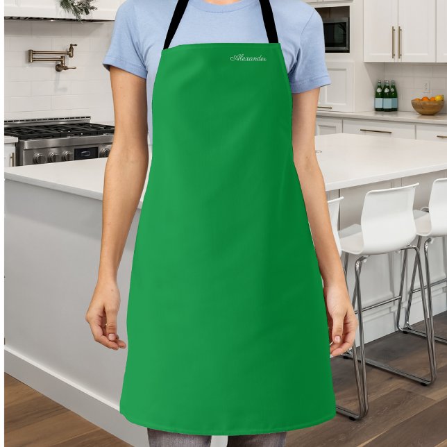 Modern Solid Bright Green template,  White Script Apron (Creator Uploaded)
