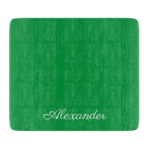 Modern Solid Bright Green template, White Script Cutting Board