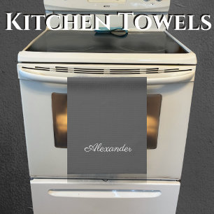 Modern Solid Charcoal Grey  Tea Towel