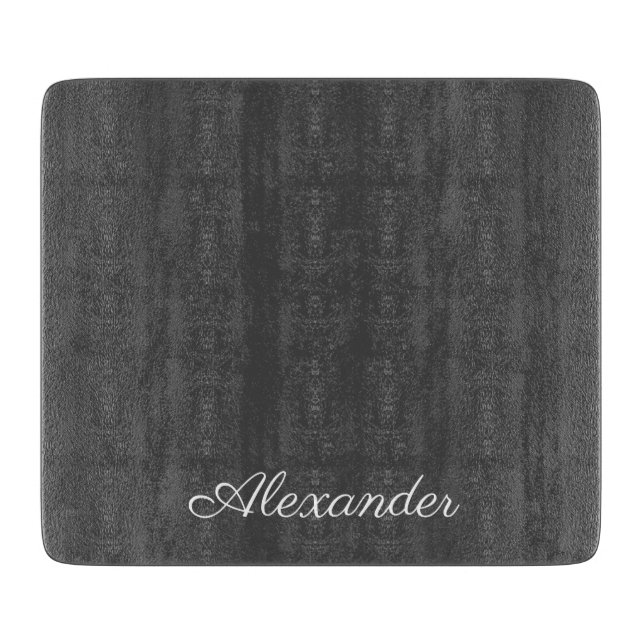 Modern Solid Charcoal Grey  Template White Script  Cutting Board (Front)