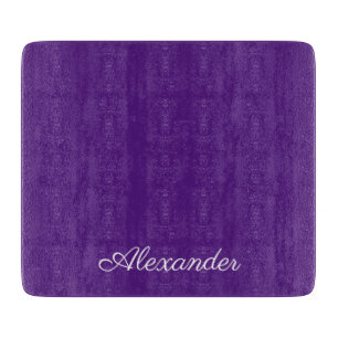 Modern Solid Colour Dark Purple White Script Cutting Board
