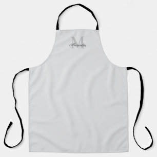 Modern Solid colour grey template  Black Script Apron