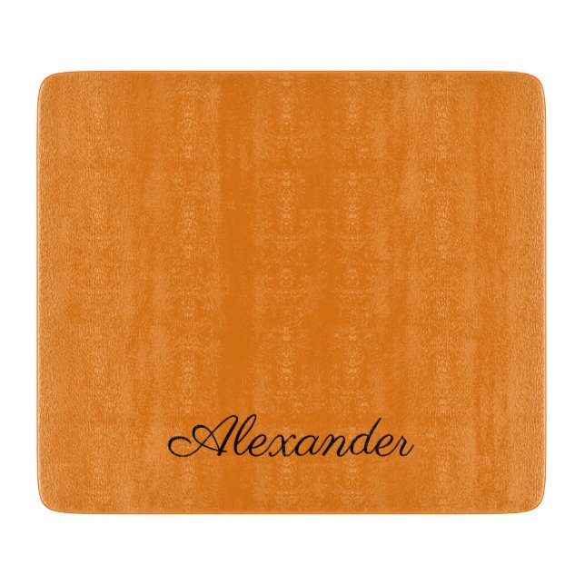 Modern Solid colour orange template black script   Cutting Board (Front)