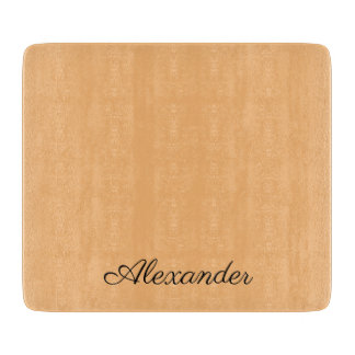 Modern Solid colour Peach template Black Script Cutting Board