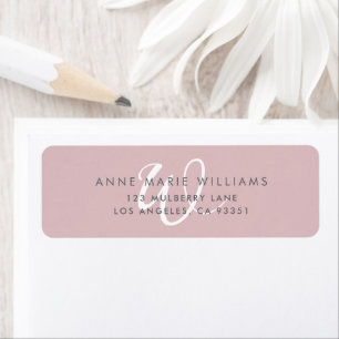 Modern Solid Dusty Lilac White Script Monogram Return Address Label