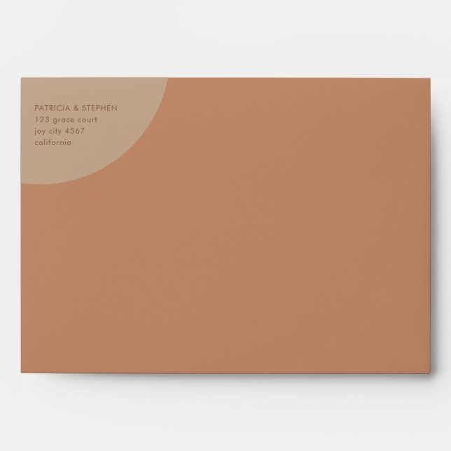 Modern Solid Geometric Light Terracotta Wedding Envelope (Front)