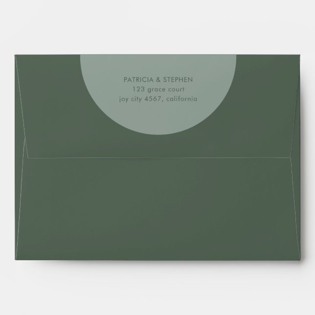 Modern Solid Geometric Moss Dark Green Wedding Envelope (Back (Top Flap))