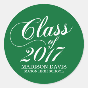 Modern Solid Green   Graduation Stickers