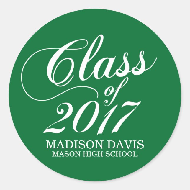 Modern Solid Green | Graduation Stickers (Front)