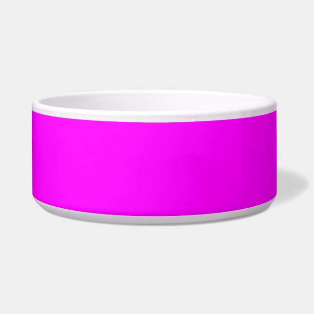 Modern Solid Pink Magenta Ceramic Pet Bowl (Front)