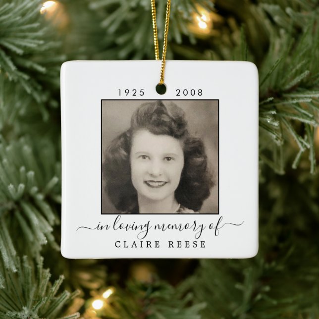 Modern Someone We Love In Heaven Photo Ceramic Ornament (Tree)