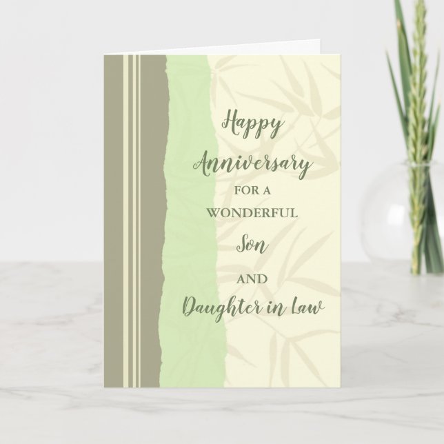 Modern Son and Daughter in Law Wedding Anniversary Card (Front)