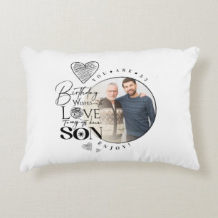 Modern Son , grandson Birthday Typography Photo Decorative Cushion