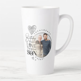 Modern Son , grandson Birthday Typography Photo Latte Mug