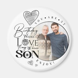 Modern Son , grandson Birthday Typography Photo Magnet