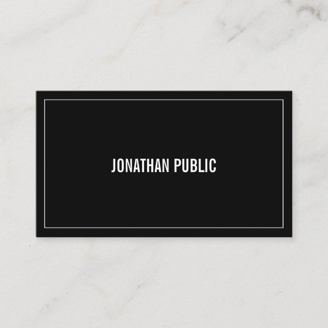 Modern Sophisticated Black White Elegant Simple Business Card (Front)