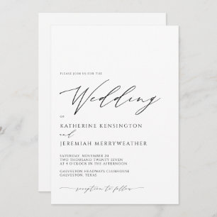 Modern Sophisticated Minimalist Script Wedding Invitation