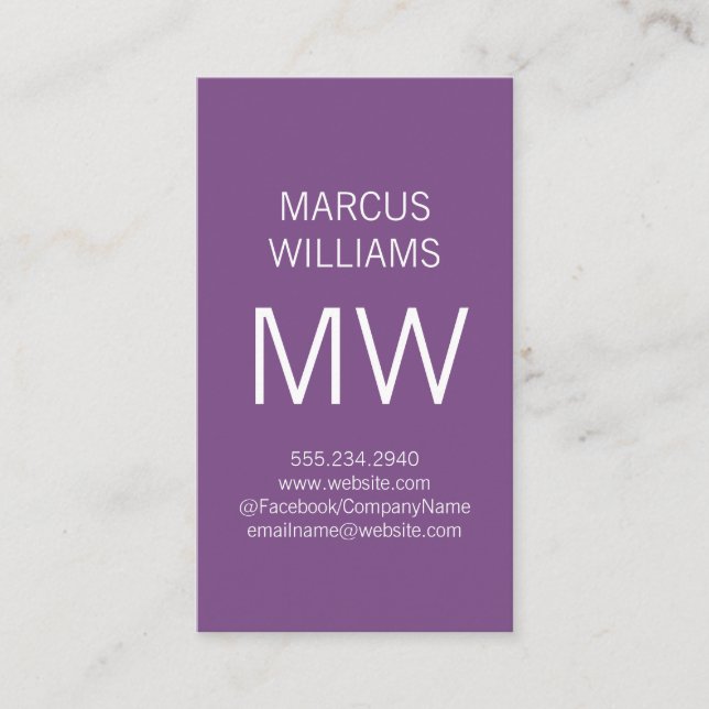 Modern Sophisticated / Purple Business Card (Front)