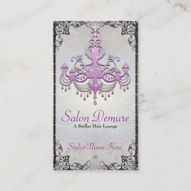 Modern Sophisticated Silver Purple Designer Salon Appointment Card (Front)